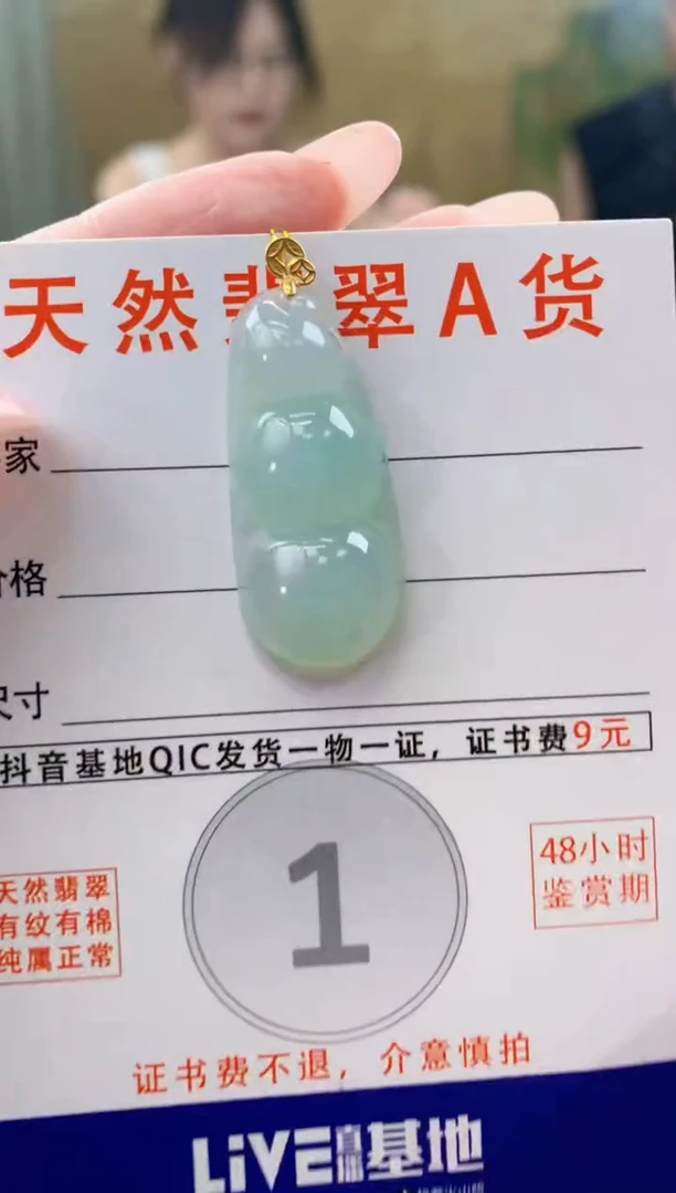 颈饰18K金镶嵌翡翠天然A货翡翠挂件