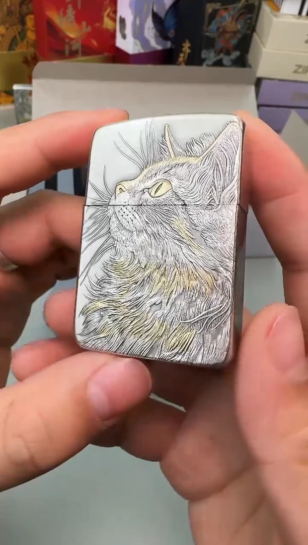 铜仰望星空-睡猫-1941复刻熏银鎏金