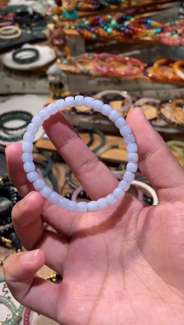 未镶嵌手串玛瑙/玉髓蓝纹玛瑙手串
