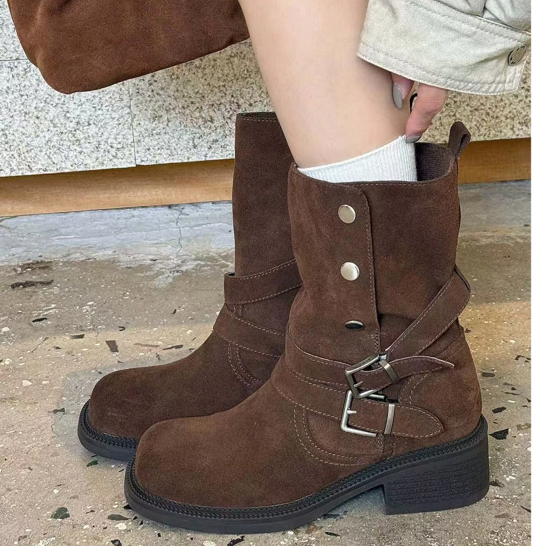 时装靴复古休闲马丁靴牛仔短靴时尚英伦经典女士百搭真皮厚底秋冬