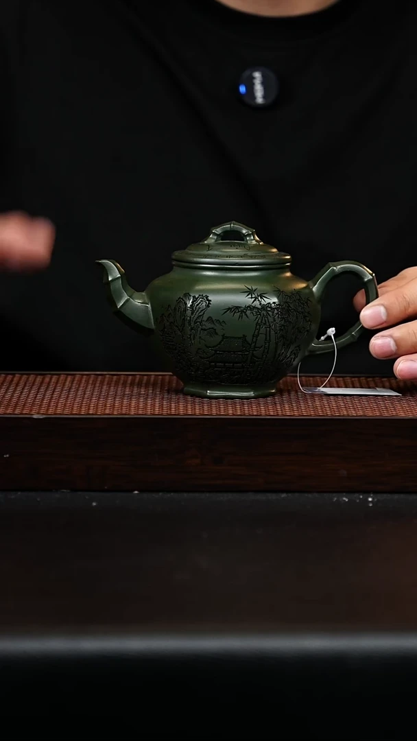 茶杯紫砂宜兴紫砂 六方报春 绿泥 梅付春h315