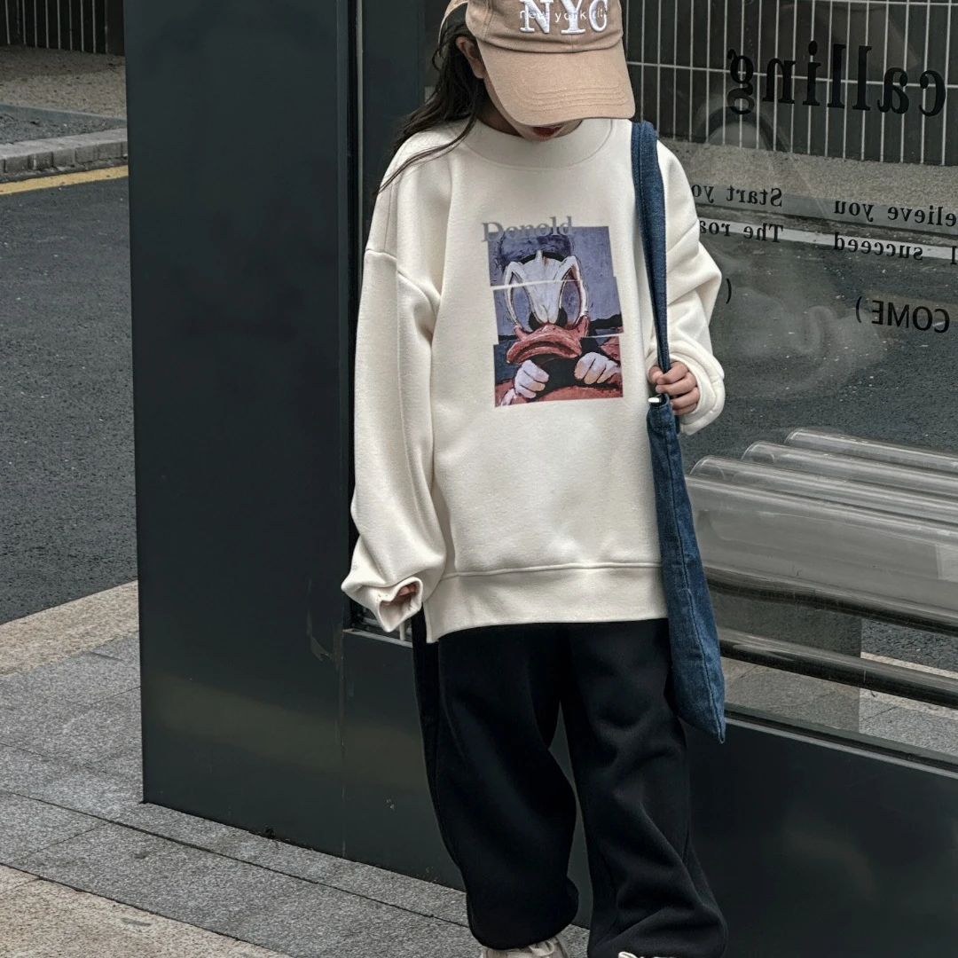 65079高端专享青少年老林家天花板加绒圆领卫衣米色