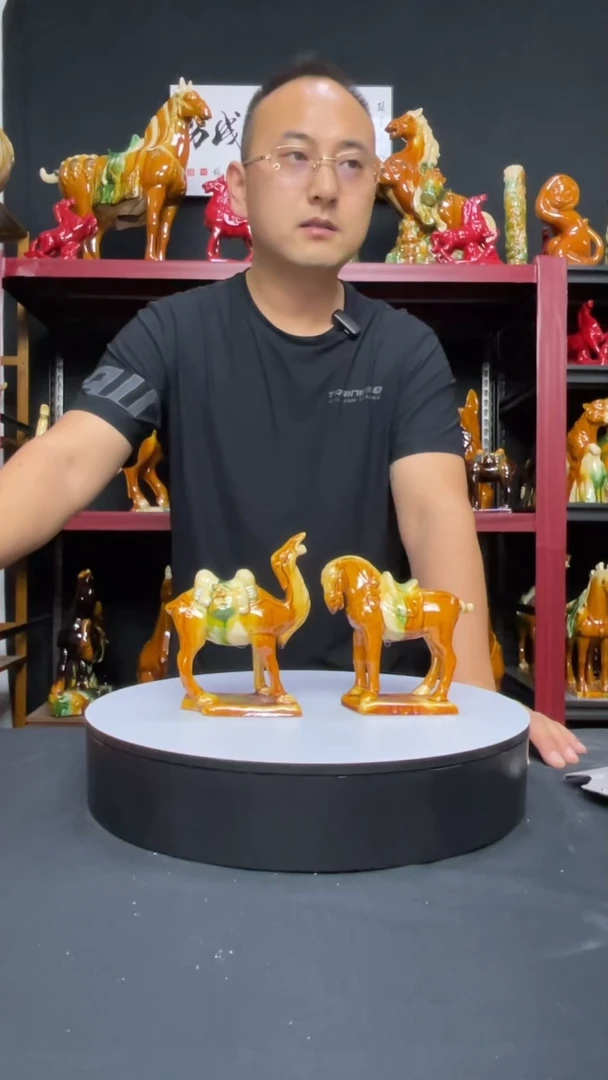 陶瓷小小中国马+小骆驼黄色1对