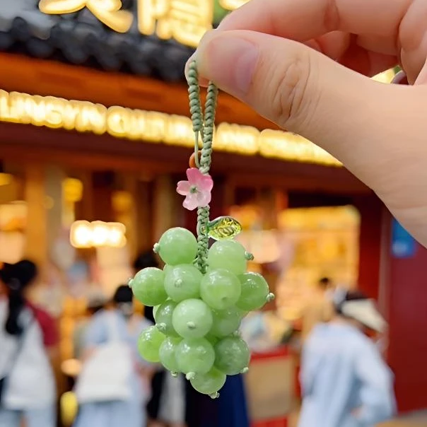 灵隐钱袋子布袋挂件夏日青提阳光绿葡萄包包挂件钥匙扣挂件文创