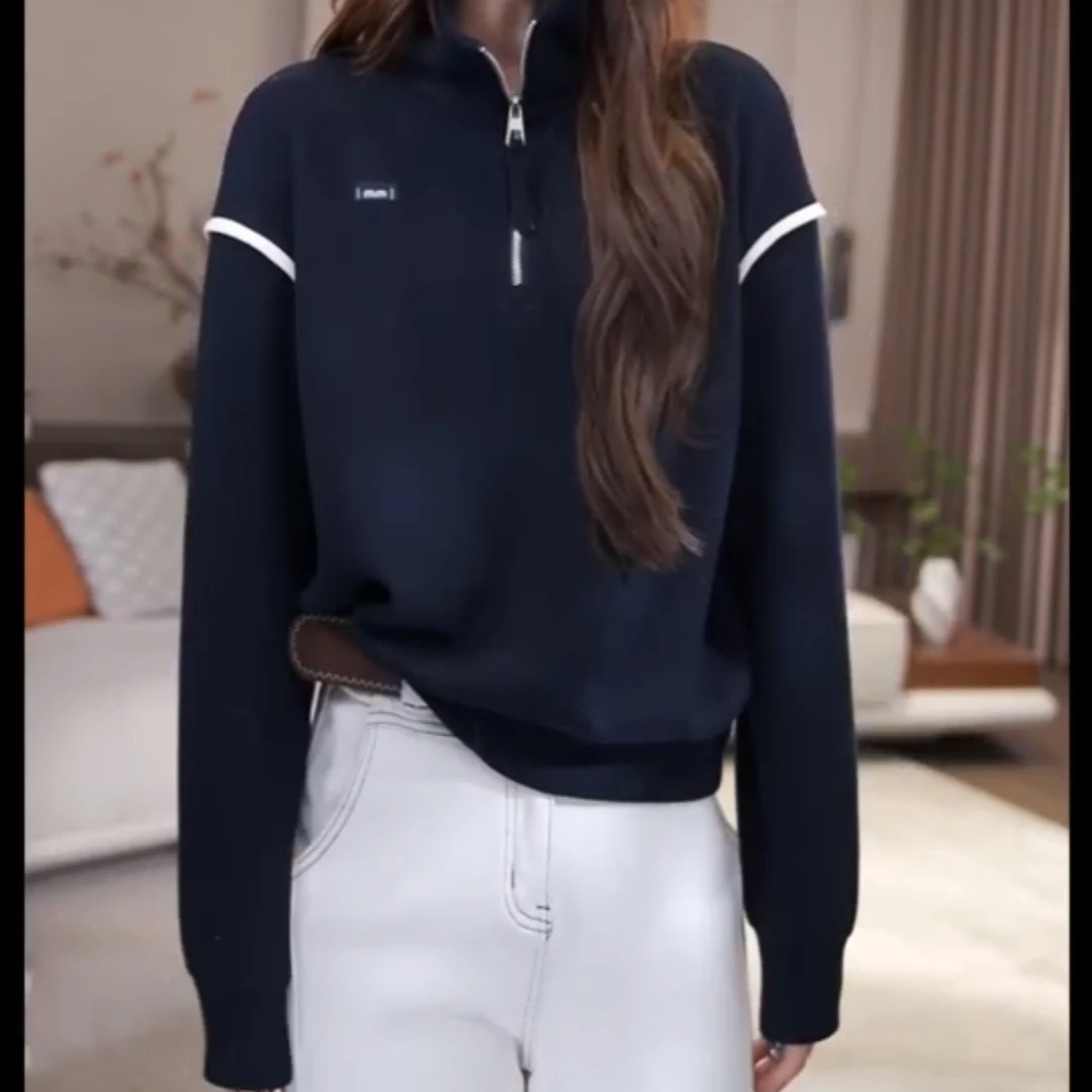 加绒加厚直下摆保暖拉链卫衣女2025新款秋冬休闲设计感长袖上衣