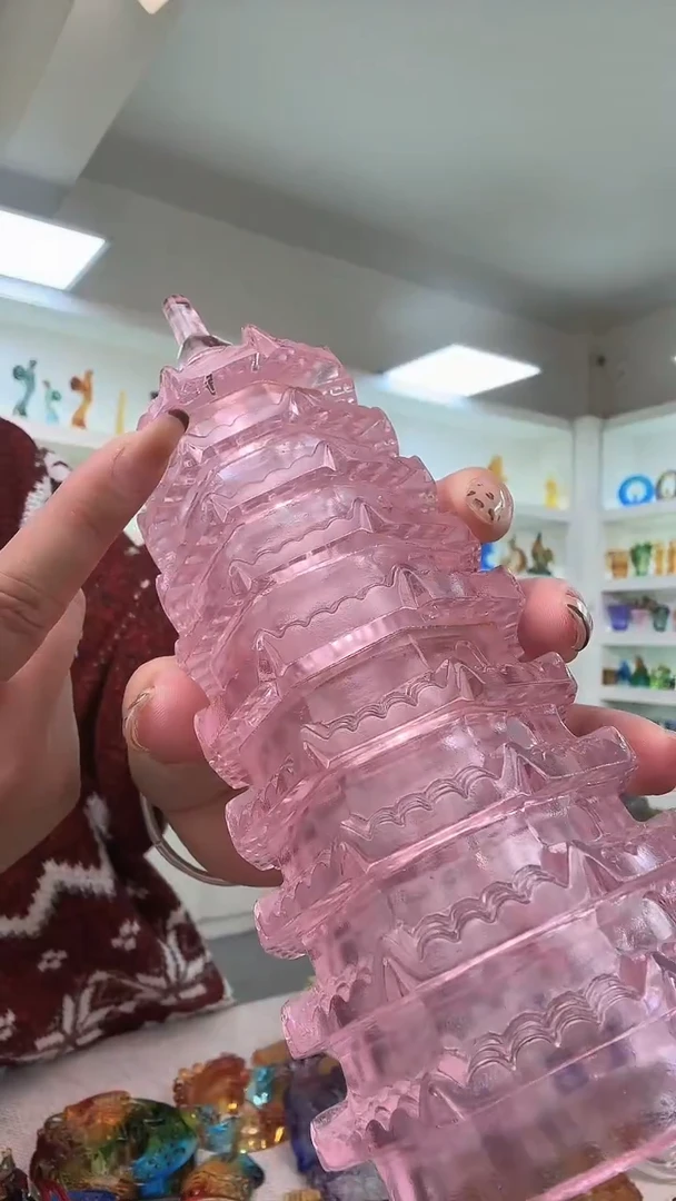 手工艺品琉璃粉色塔