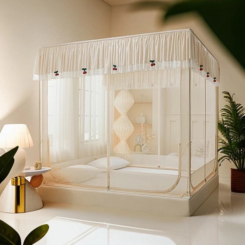 防摔蚊帐三开门家用卧室1.5x2米大床加厚宝宝儿童防蚊纱帐婴儿