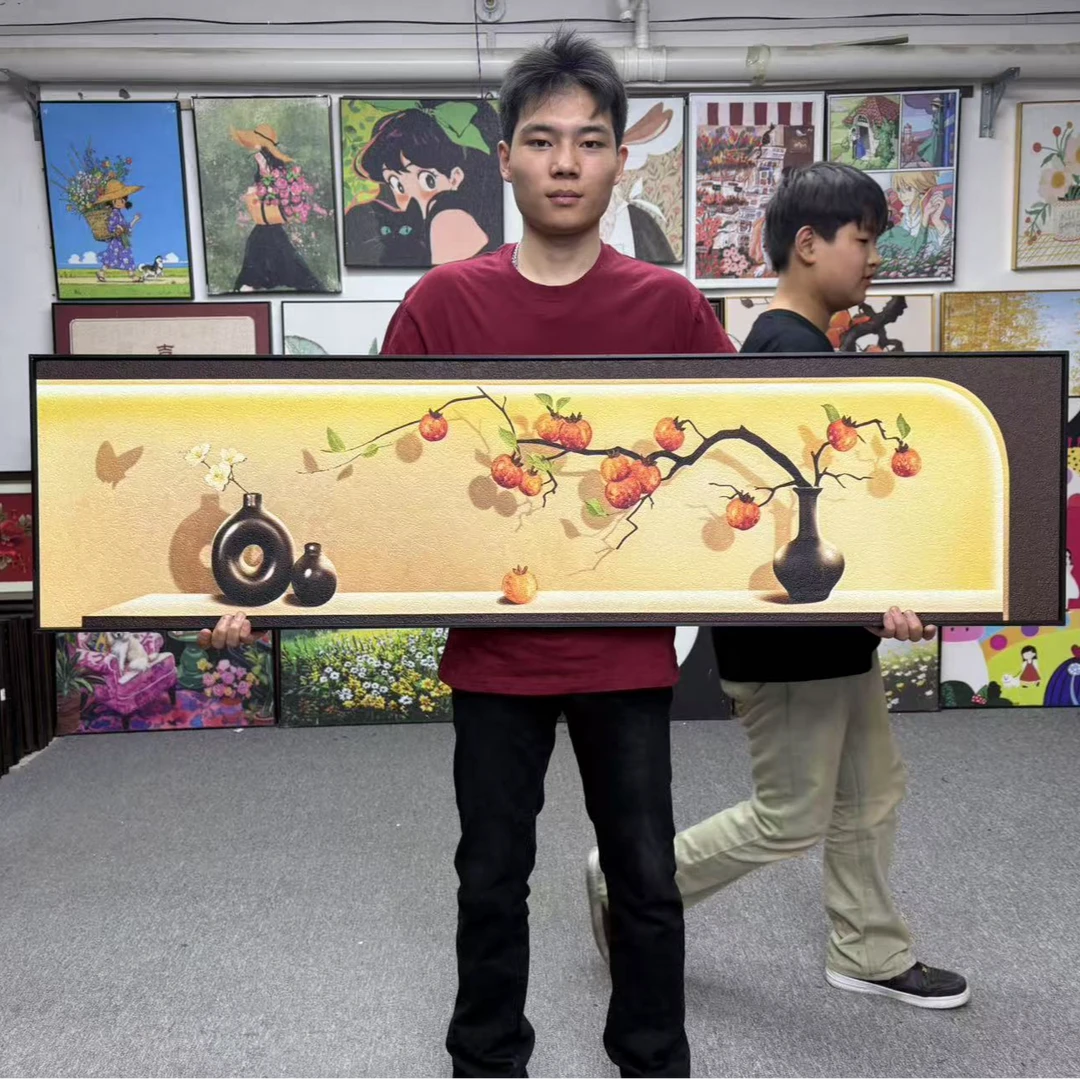 柿柿如意装饰画 卧室床头客厅背景墙高级感挂画40150