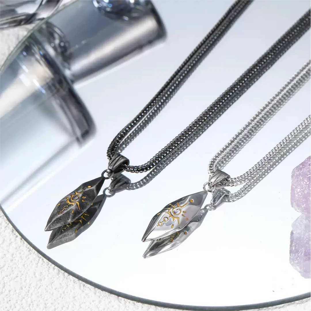 钛钢吊坠 复古许愿石项链男潮流个性吊坠嘻哈不掉色毛衣卫衣配饰