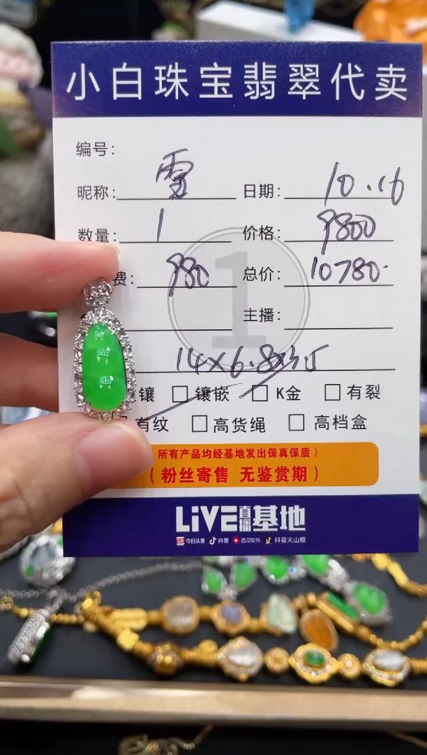 吊坠(不含链)18K金镶嵌翡翠雪**️吊坠