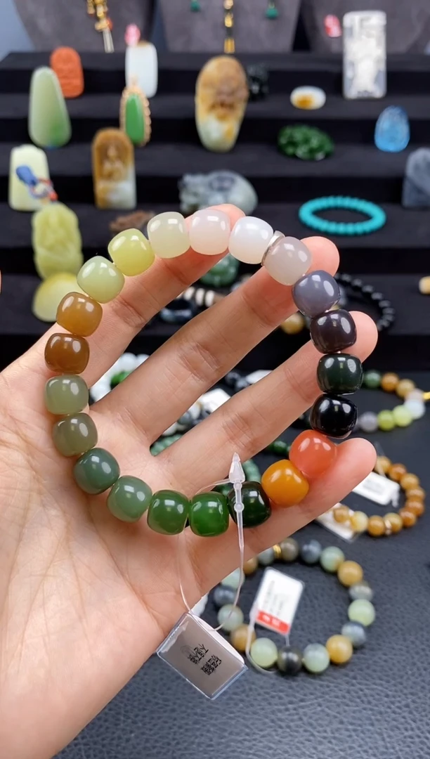 手串未镶嵌和田玉11mm多宝老型手串