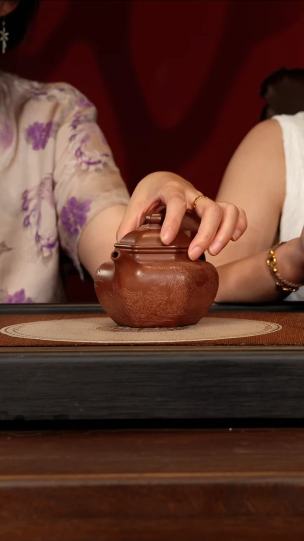 茶壶紫砂宜兴宜兴紫砂CH 紫檀泥 六角莲子 400cc