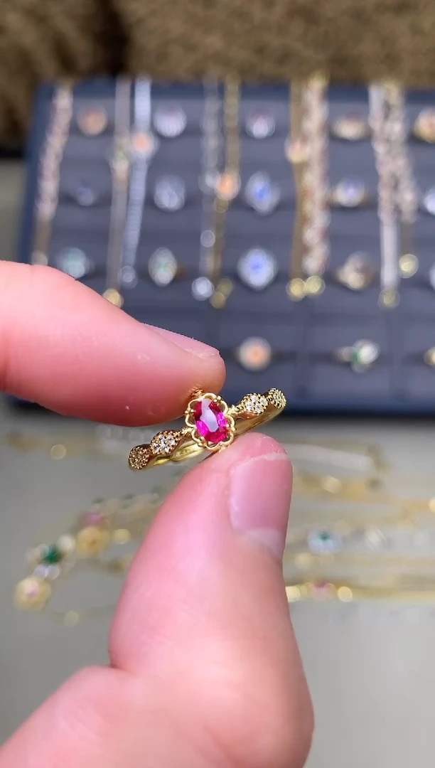 银S925镶嵌戒指红宝石戒指