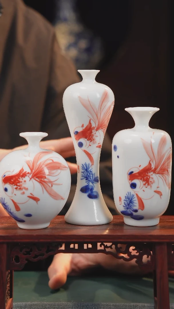 【闪购商品】摆件 釉下彩纯手工纯手绘原创瓷器〖三件套〗