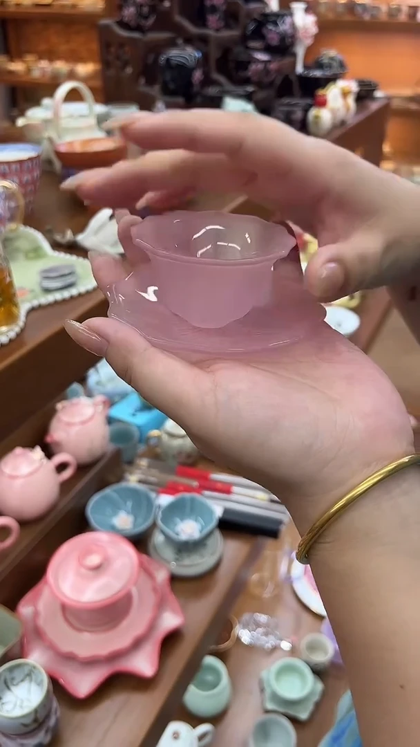 粉色琉璃冰冻烧+杯垫