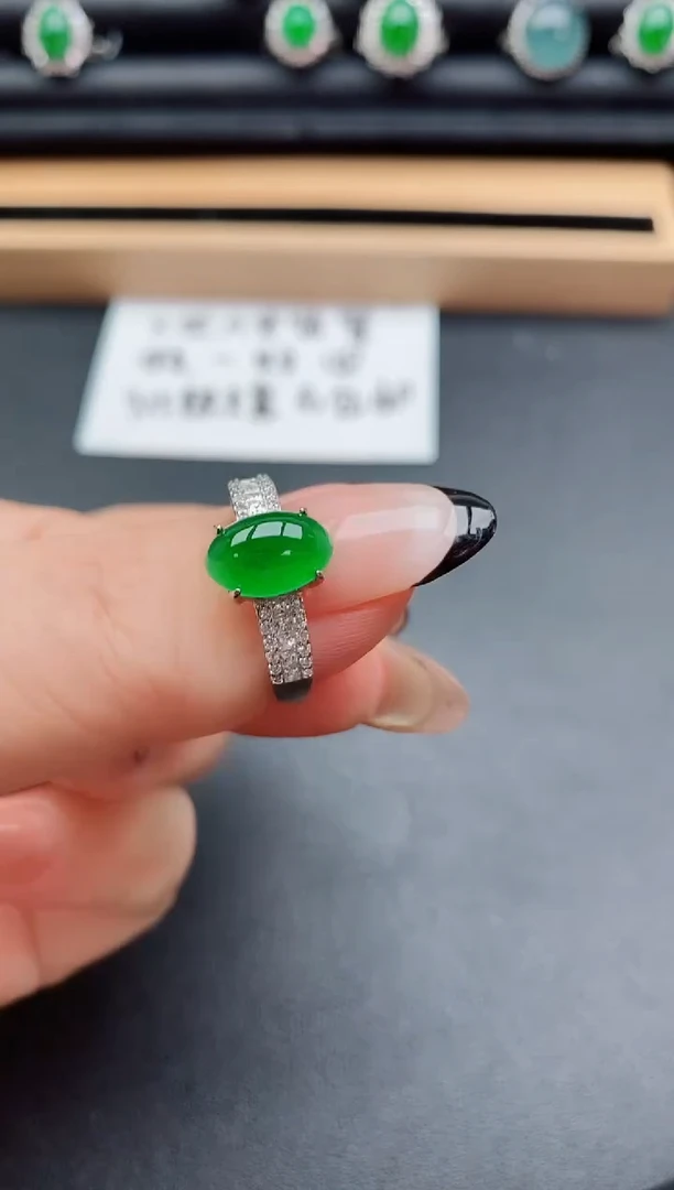 翡翠戒指银S925镶嵌1