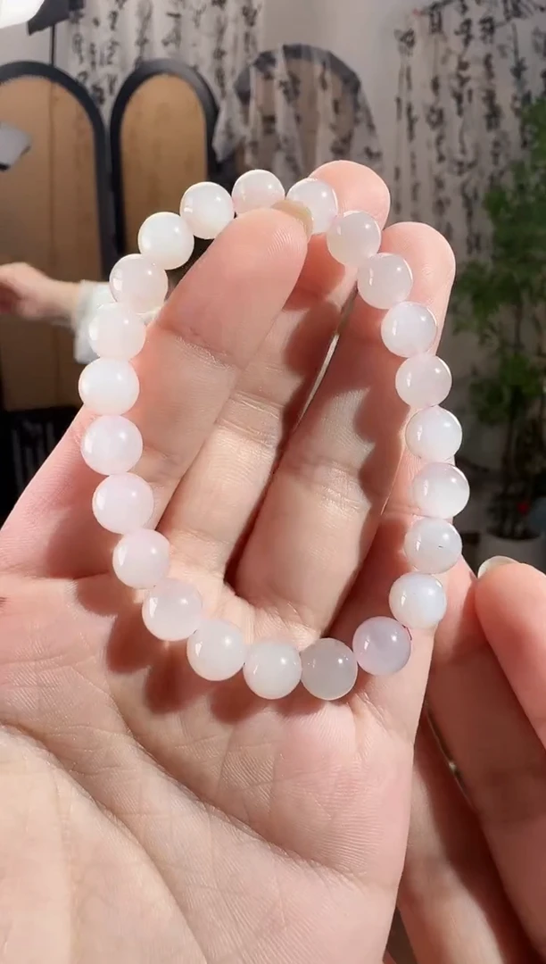 未镶嵌手串和田玉藕粉手串 8mm