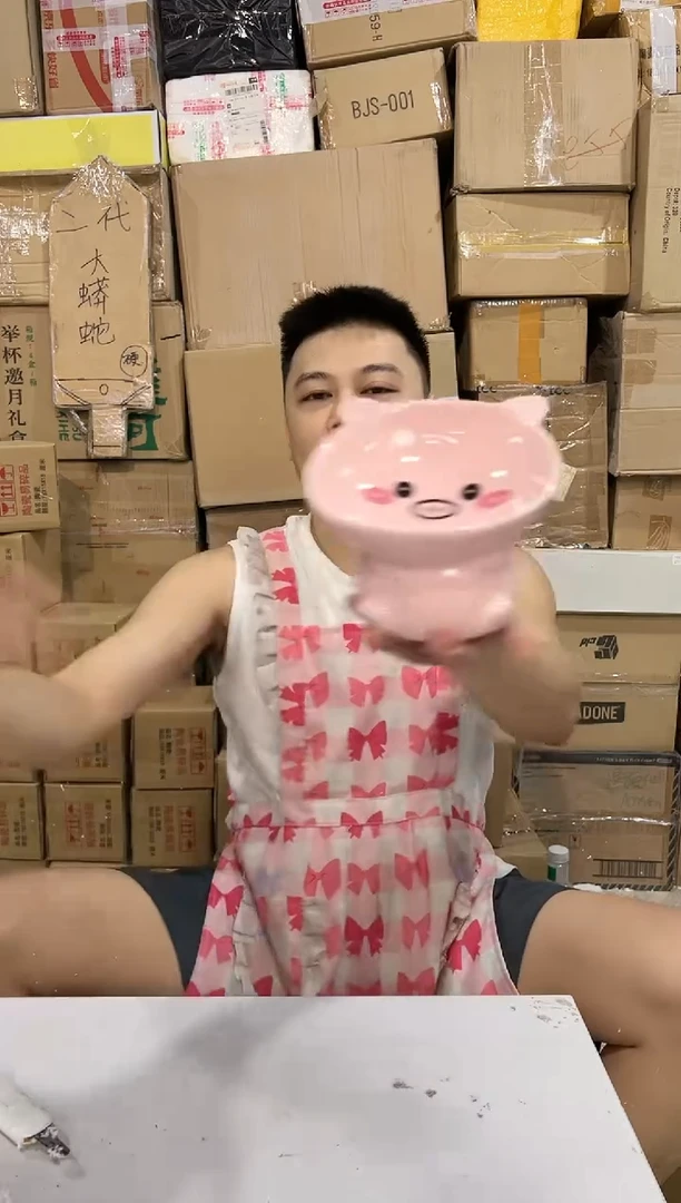 瓷片小猪猫碗 陶瓷