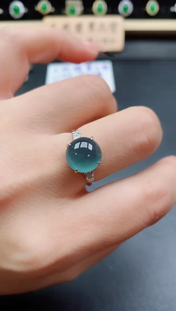 银S925镶嵌戒指翡翠1