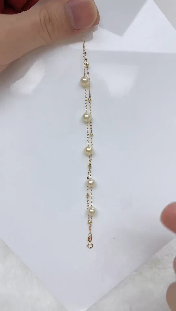 18K金镶嵌海水珍珠手链海水珍珠手链