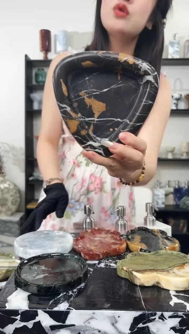 石材黑金花三角盘027