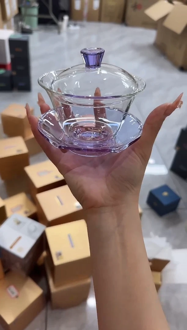 @@禾器荷叶盖碗浅紫色