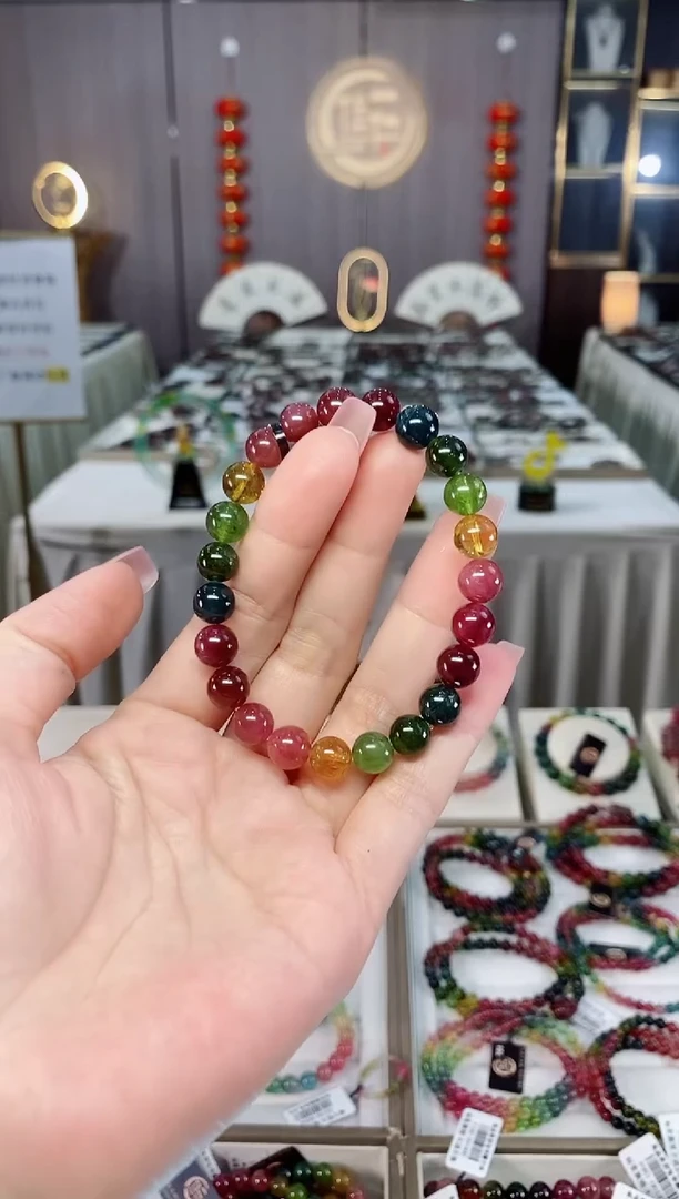 未镶嵌收藏级老矿碧玺单圈手串8mm+碧玺  hon多样性发货一条