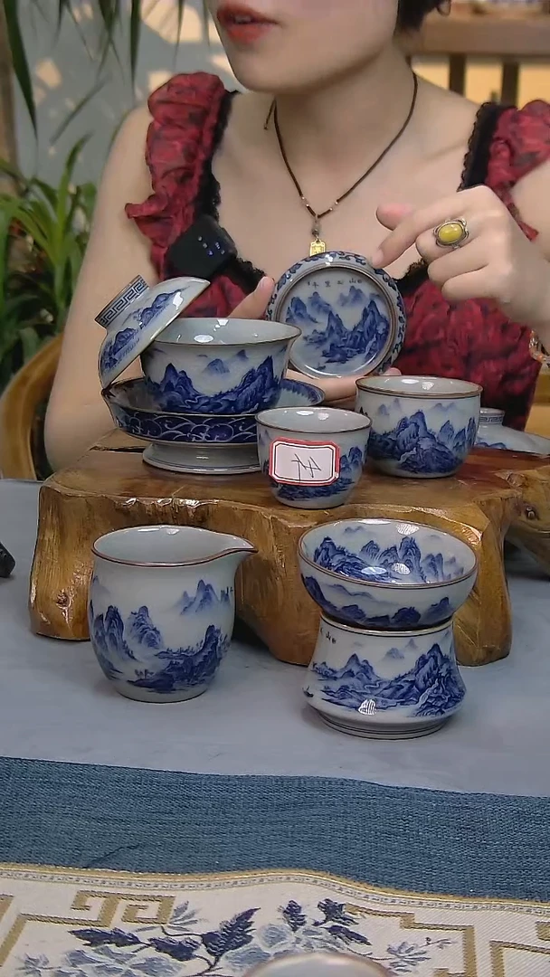 9件套陶瓷茶具老陶泥开片纹