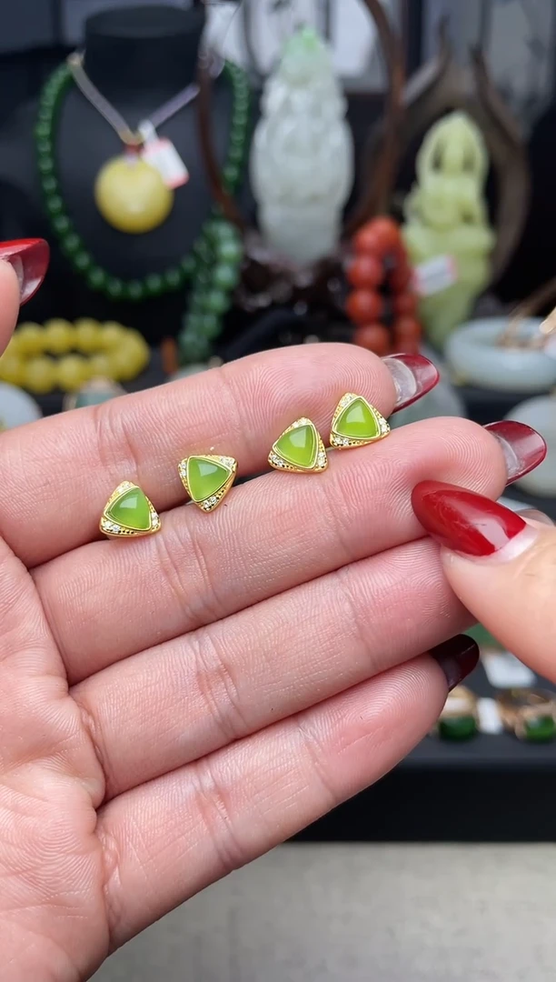 【闪购商品】和田玉耳饰银S925镶嵌多样性发其一 f171