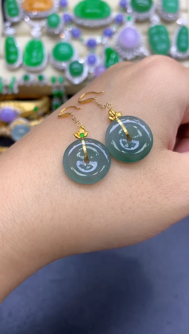 18K金镶嵌翡翠耳饰123-中国好珍宝