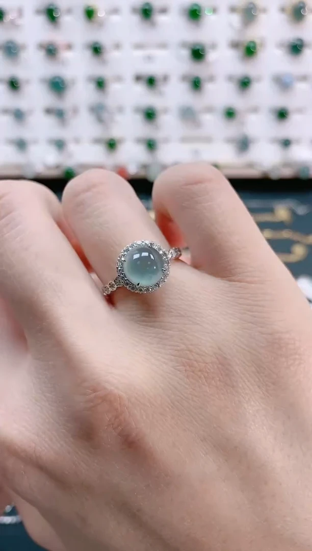 【闪购商品】翡翠戒指银S925镶嵌天然翡翠