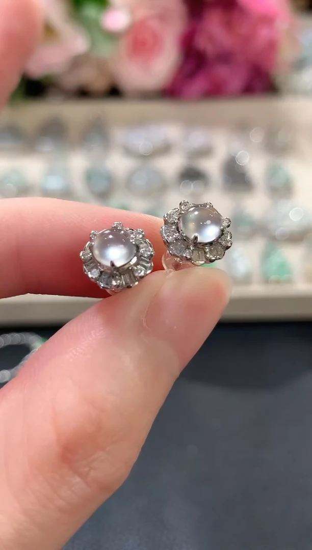 18K金镶嵌翡翠耳饰a67