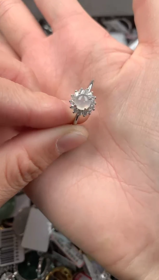 银S925镶嵌戒指翡翠777   10