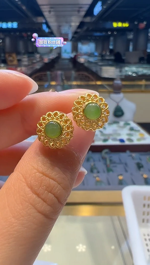 【闪购商品】和田玉耳饰银S925镶嵌06