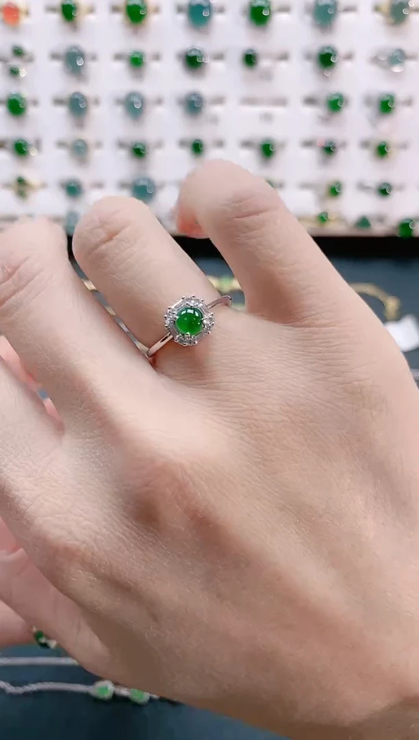 【闪购商品】翡翠戒指银S925镶嵌天然翡翠