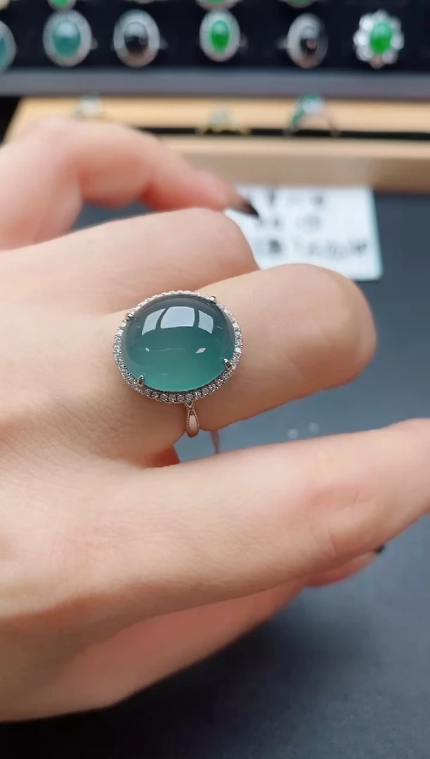 银S925镶嵌戒指翡翠1