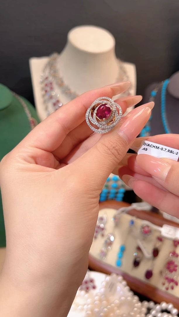 银S925镶嵌戒指碧玺戒指