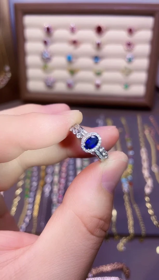 【闪购商品】蓝宝石戒指银S925镶嵌一枚