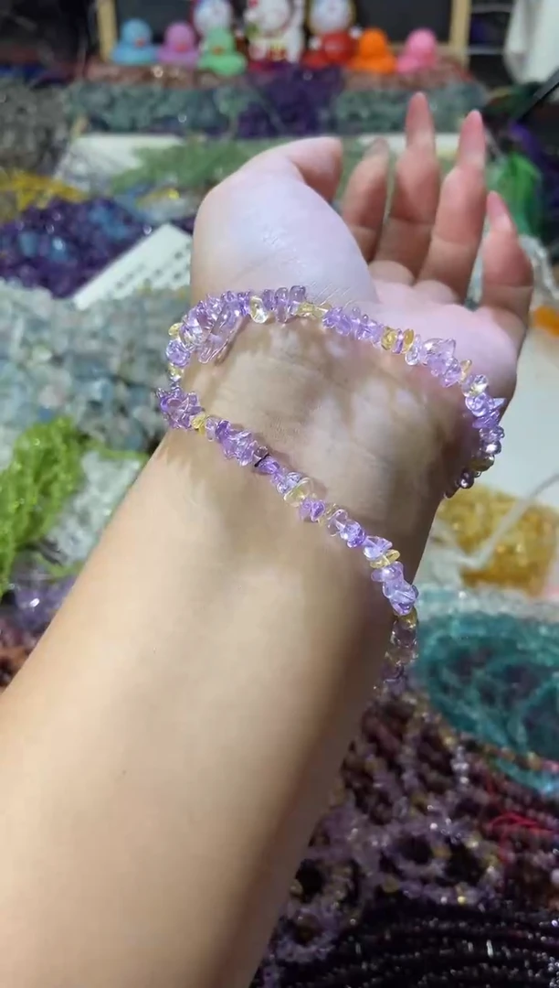 水晶珠宝半成品未镶嵌小紫黄晶