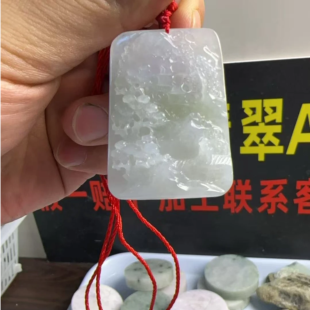 天然缅甸翡翠A货山景精美玉石雕刻