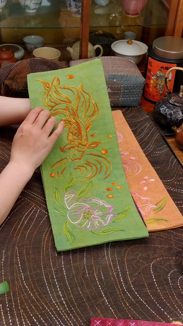 紫砂无 Cici手作刺子绣茶席-810