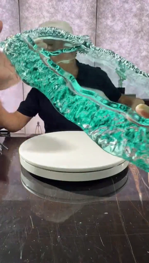 摆件CS0103052湖水绿山河小茶盘