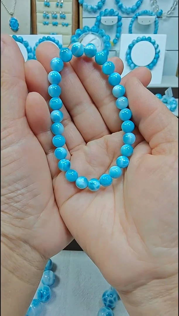 未镶嵌针钠钙石（海纹石）手链多样性发一