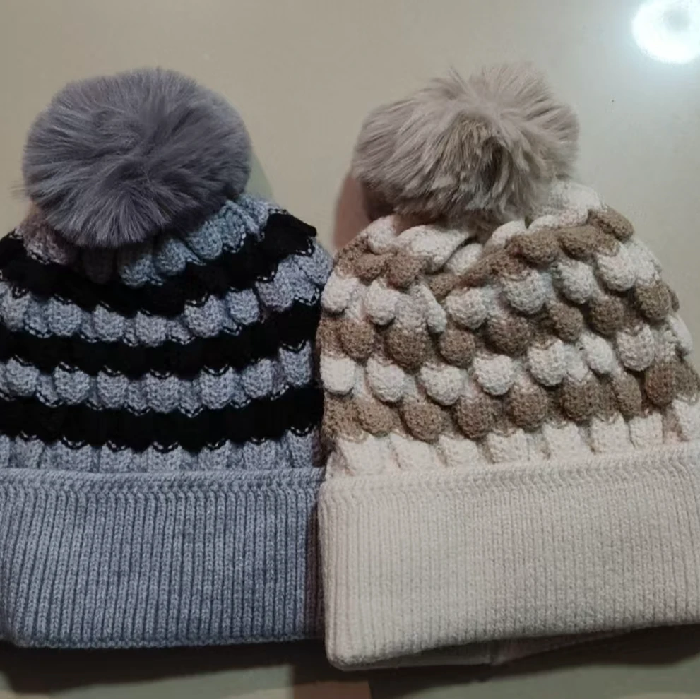 冬季帽子针织秋冬冷帽保暖帽菠萝纹款