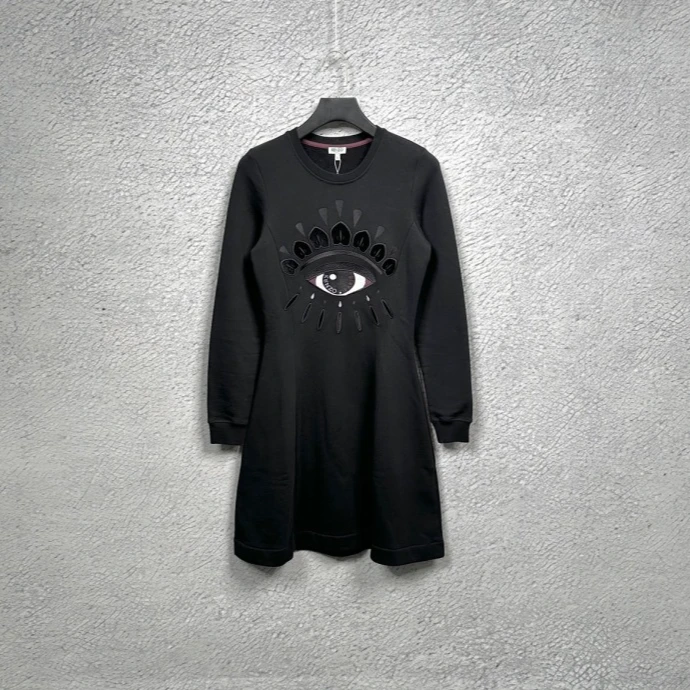99新 KENZO/肯佐 黑色经典大眼睛Logo卫衣长袖