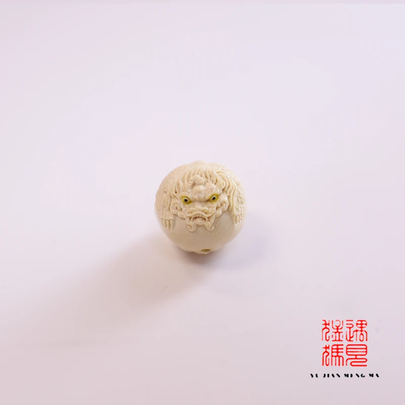 遇见猛犸猛犸象牙纯手工雕刻貔貅单珠粉咖特色单珠单颗随机发 999