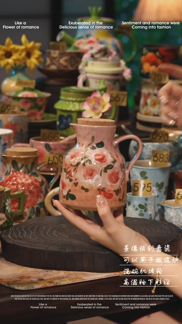 陶瓷景德镇高温釉下彩绘设计师款式