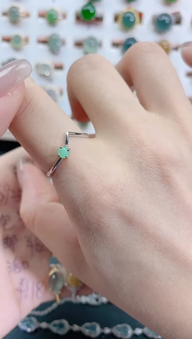 银S925镶嵌戒指翡翠天然翡翠