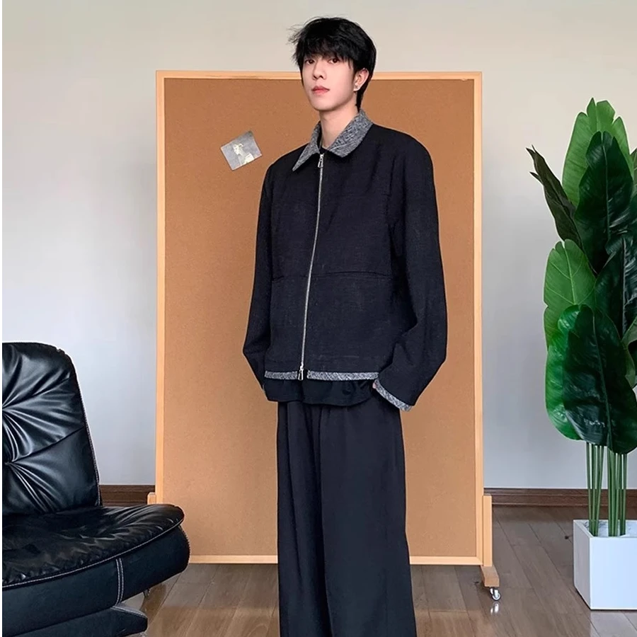 美式休闲夹克男女宽松小香风秋冬外套高级感翻领外套潮牌复古上衣