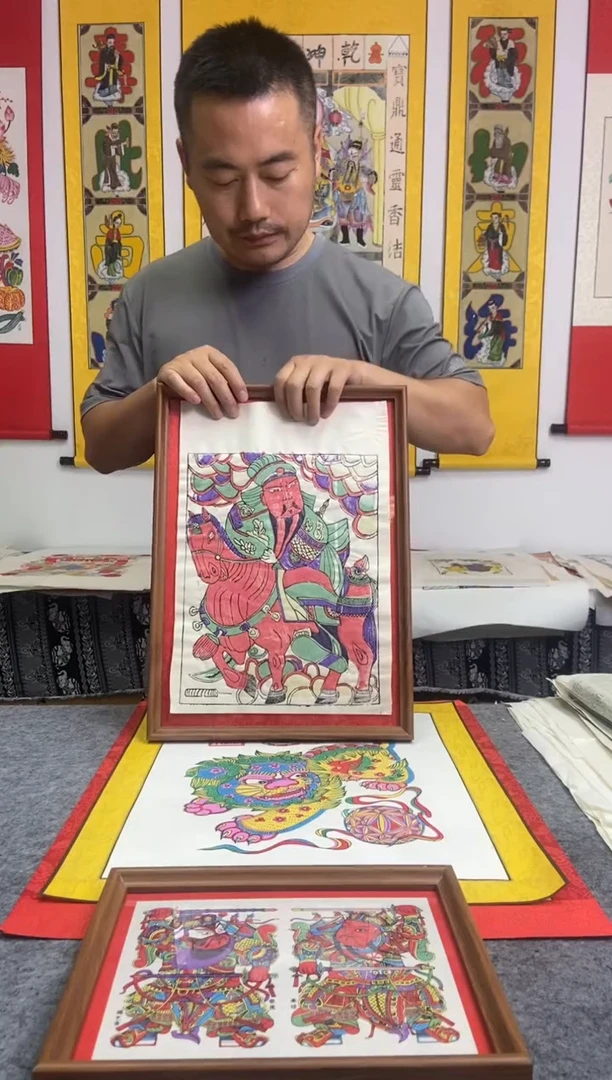 诸**王老画马上关带框发货手工制作精品年画